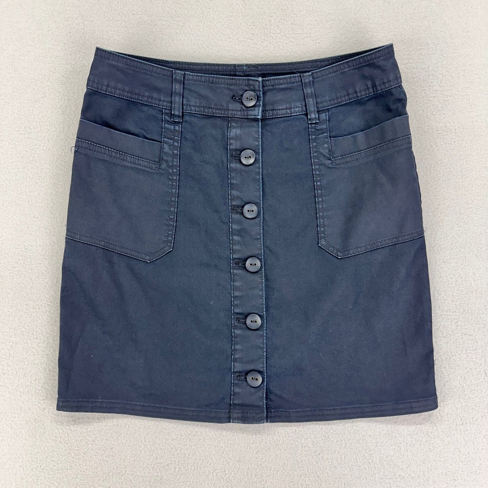Oakley Mini Skirt Womens 4 Blue Cotton Utility Button Front Stretch